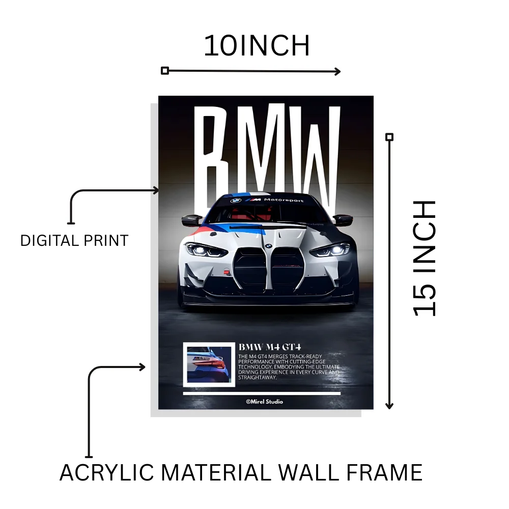 Djane Studio Car Acrylic Wall Frame | Luxury Car Wall Frame for Living Room, Bedroom, Office & Gaming Room | Modern Home Décor | Pack of 1 | Size 15x10 Inch